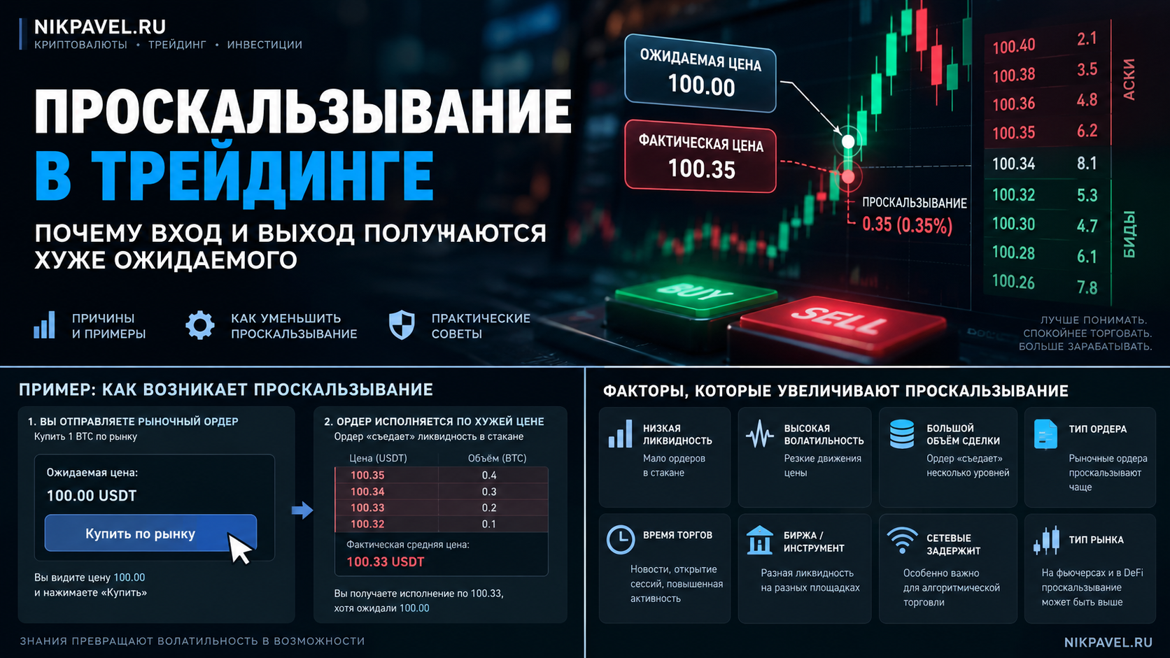 Проскальзывание в трейдинге: ожидаемая и фактическая цена исполнения